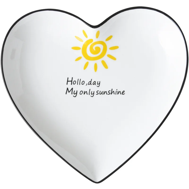 Японская Мультипликация Форма Сердца Керамическая обеденная тарелка черный