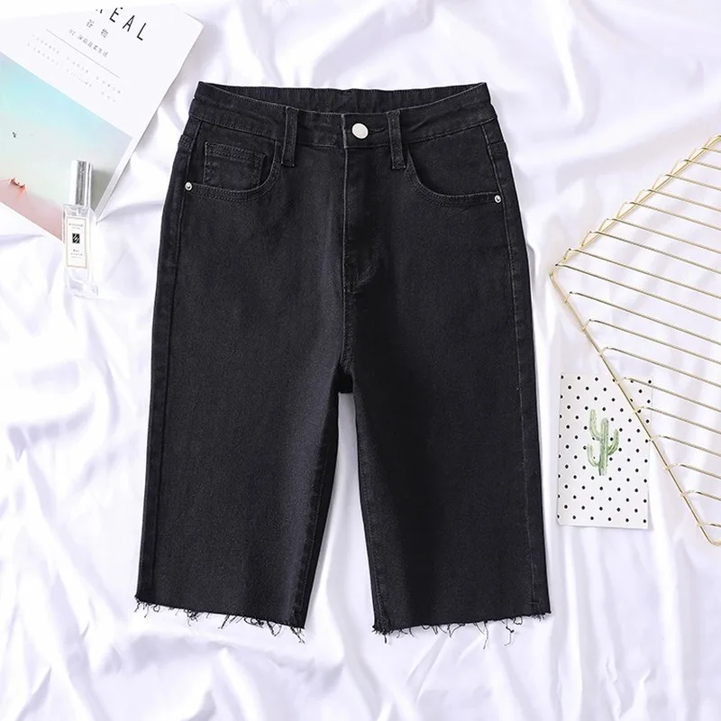 

Aurkrrvn Denim Capri Skinny Jeans Woman Stretch Jeans Plus Size Short Denim Pants for Women Summer Oversize Breech Woman