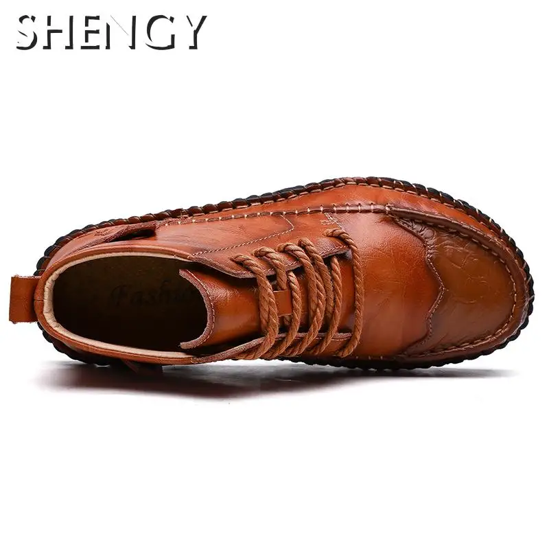 2020New/Мужская обувь Сезон осень-зима Мужские ботинки из яловичного спилка Удобные