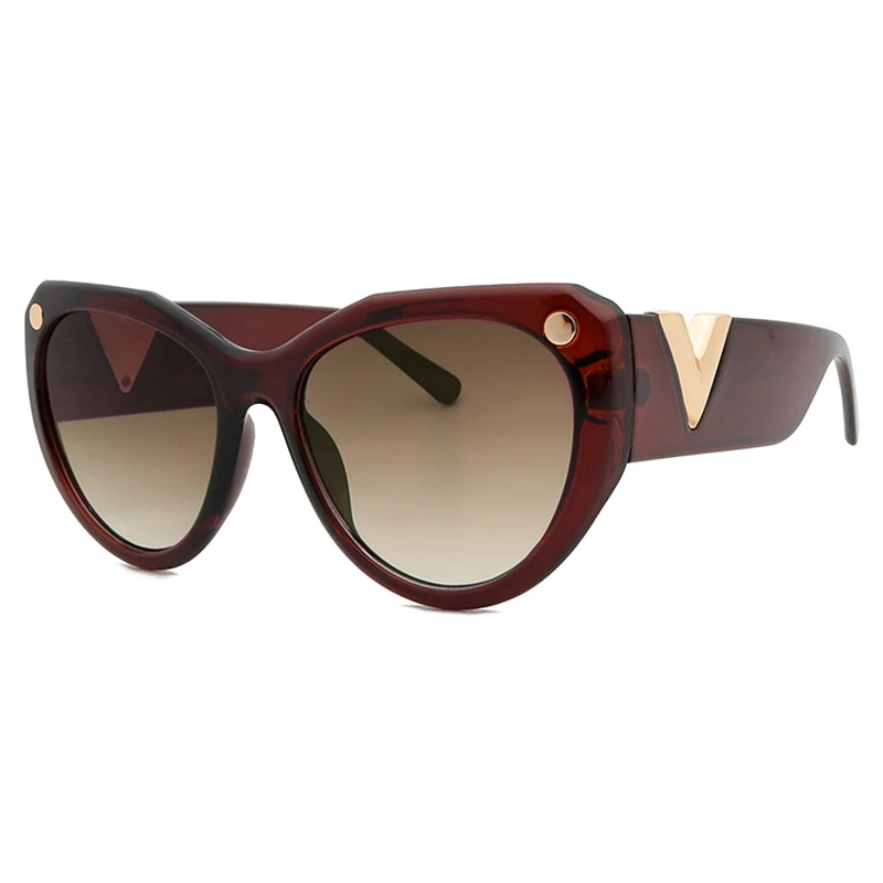 

New Cateye Vintage Black Sunglasses Women Brand Design Retro Triangle Sun Glasses Female Shades Ladies Letter Eyewear UV400