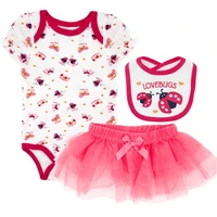 honeyzone 3pcsset baby girl summer clothes toddler girl bow dress cute cartoon print baby girl outfit set short sleeve bodysuit
