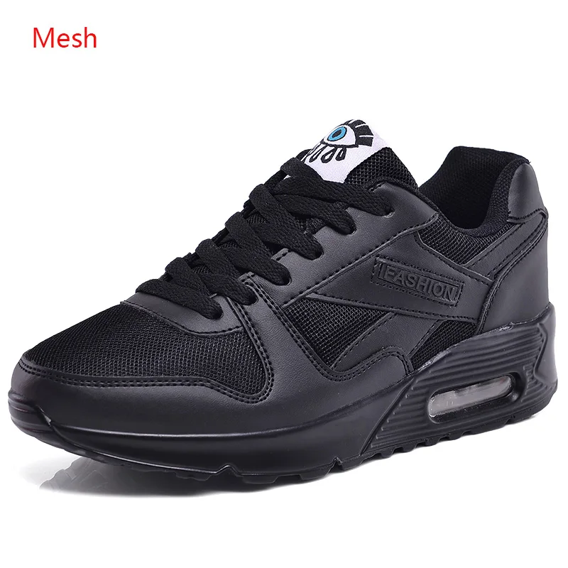 mesh black Женские кроссовки; обувь для бега из искусственной кожи; белые модные кроссовки; коллекция года; женские кроссовки; уличная спортивная обувь; дышащая обувь на воздушной подушке - Цвет: mesh black