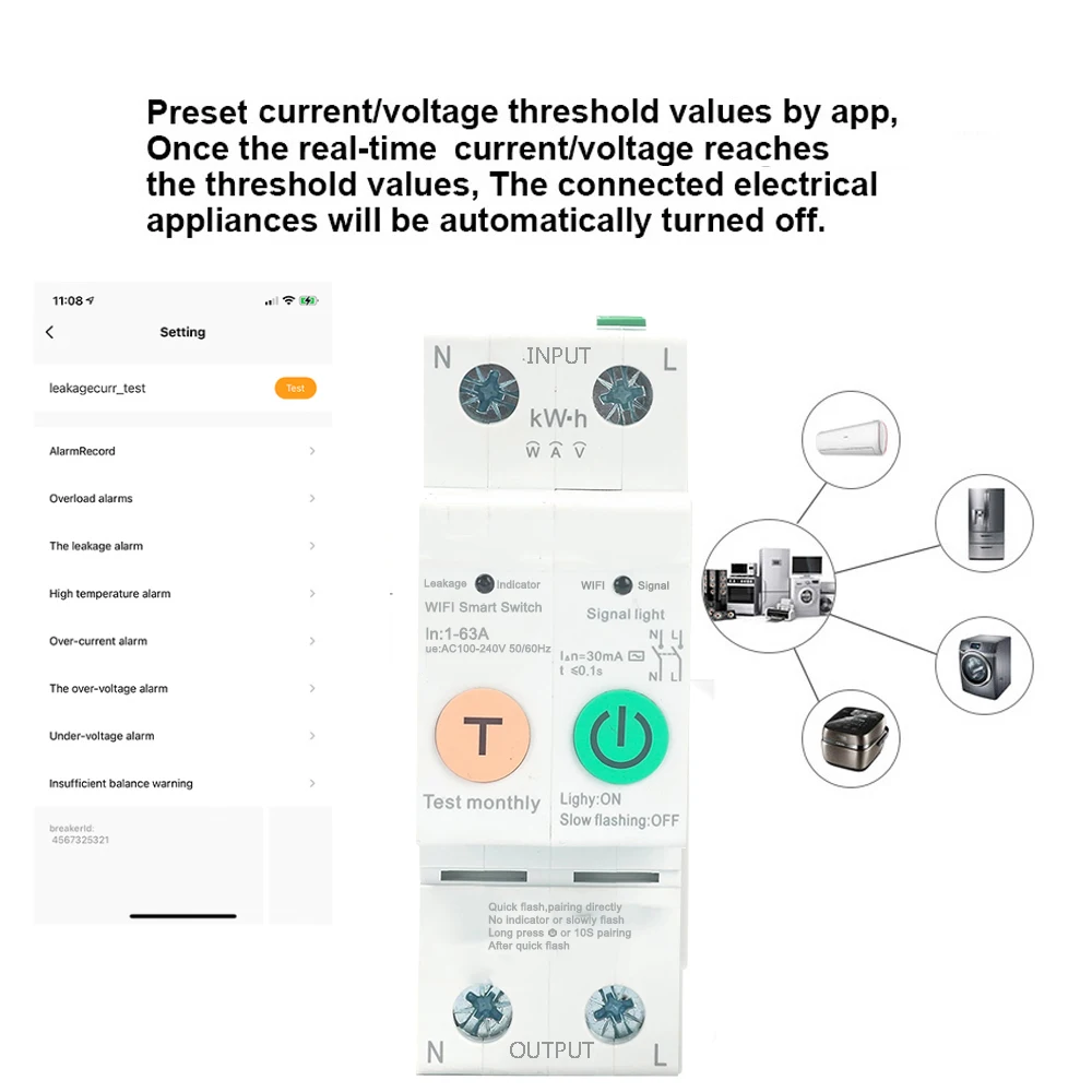 Умный автоматический выключатель 2P с Wi Fi и таймером|Автоматические выключатели| |