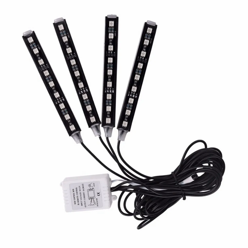 Auto Interni 4pcs LED Remote Control Cigarette Lighter Colorful RGB Car Interior Floor Light Strip For Atmosphere Lights | Автомобили и