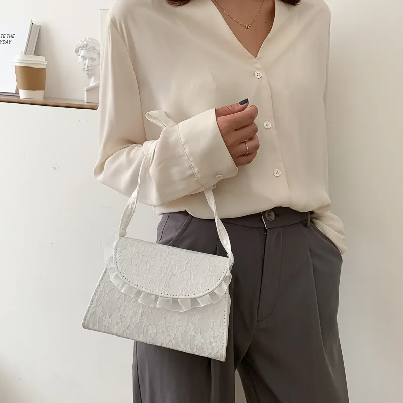 

Lace Mesh Pearl Women's Luxury Bags Portable Retro Bow Bag Crossbody Bags for Women Solid Color Shoulder Party Bag 3 PCS/SET