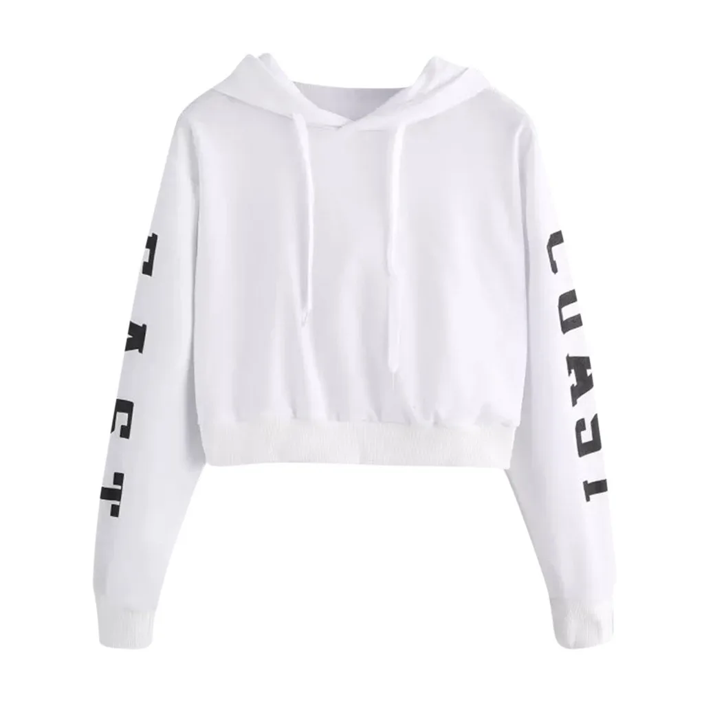 Sweetshirts Autumn Long Sleeve Sweatshirt Hooded Pullover Tops Letters Blouse Hoodie Las Mujeres Спортивный Костюм Женск#B