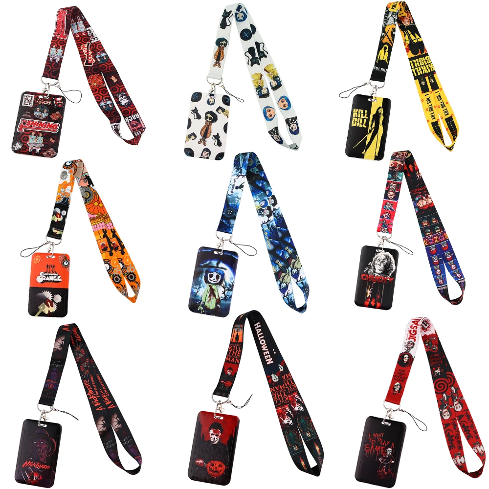 

CB1070 Horror Killers Movie Cartoon Halloween Fashion Lanyards Bus ID Name Work Card Holders Accessories Decorations Kids Gifts
