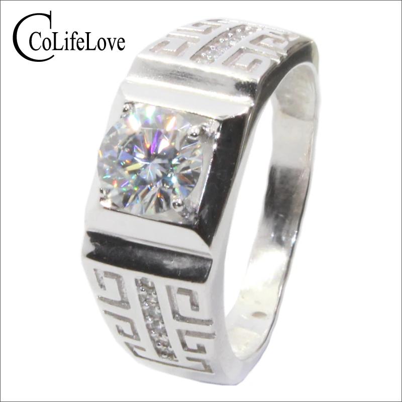 Мужское кольцо из серебра 100% пробы с муассанитом|Кольца| |