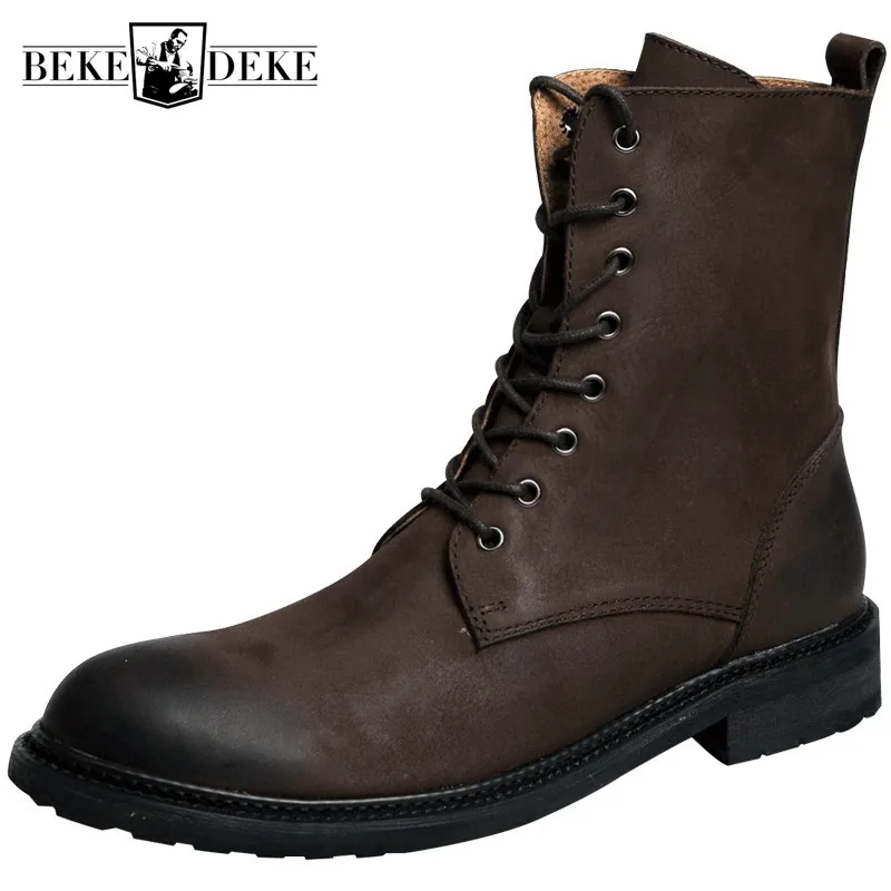 Мужская обувь в британском стиле винтажные натуральные кожаные военные