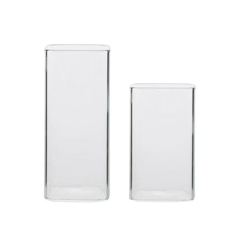

s High Temperature Resistant Square Transparent Glass Tea Milk Cup 250ml/370ml