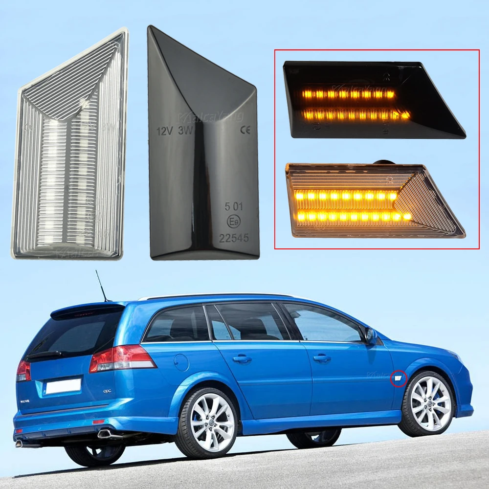 

For Opel Vectra C 2002 Signum 2003-2008 2 Pieces Waterproof Fender LED Car Dynamic Side Marker Sequential Blinker Light 93192381