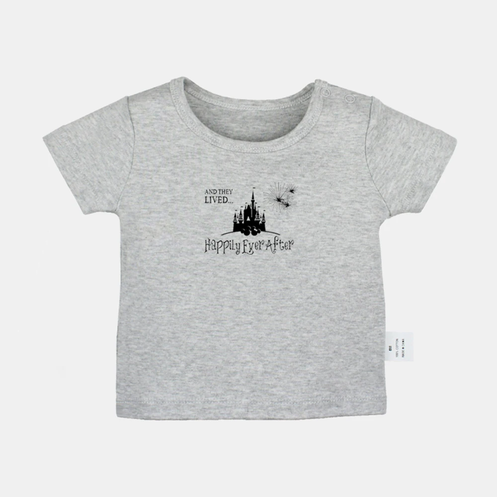 

And She Lived Happily Ever After Design Newborn Baby T-shirts Forever Hungry Printing Graphic Solid Color Short Sleeve Tee Tops