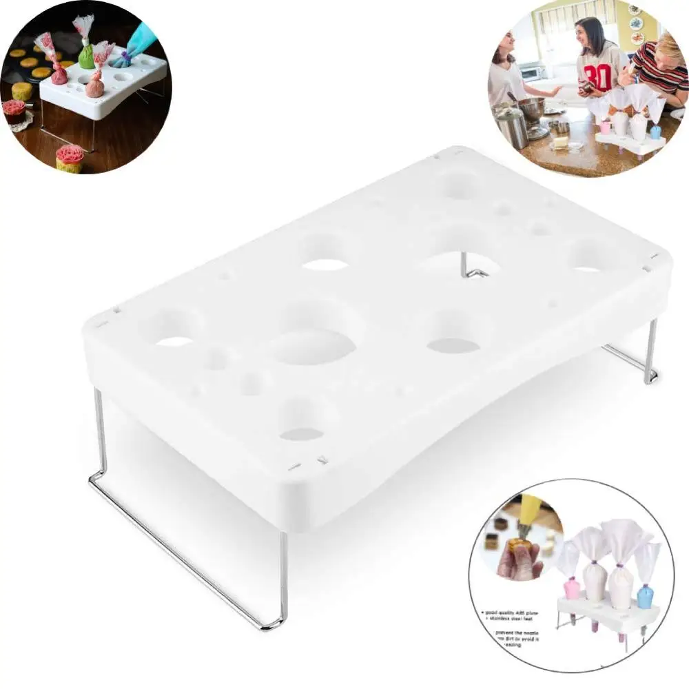 Cake Nozzle Icing Bag Holder Tray Stand 8-Hole Fondant Pastry Decorating Tube Shelf Tool Accessories Cream Work Table | Дом и сад