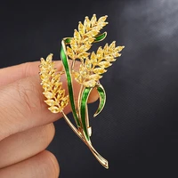 fashion golden wheat brooches for women elegant new party zircon brooch pins jewelry gifts