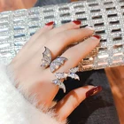 Женское Открытое кольцо Стразы с бабочкой, модное эксклюзивное кольцо на указательный палец в Корейском стиле с холодным ветром