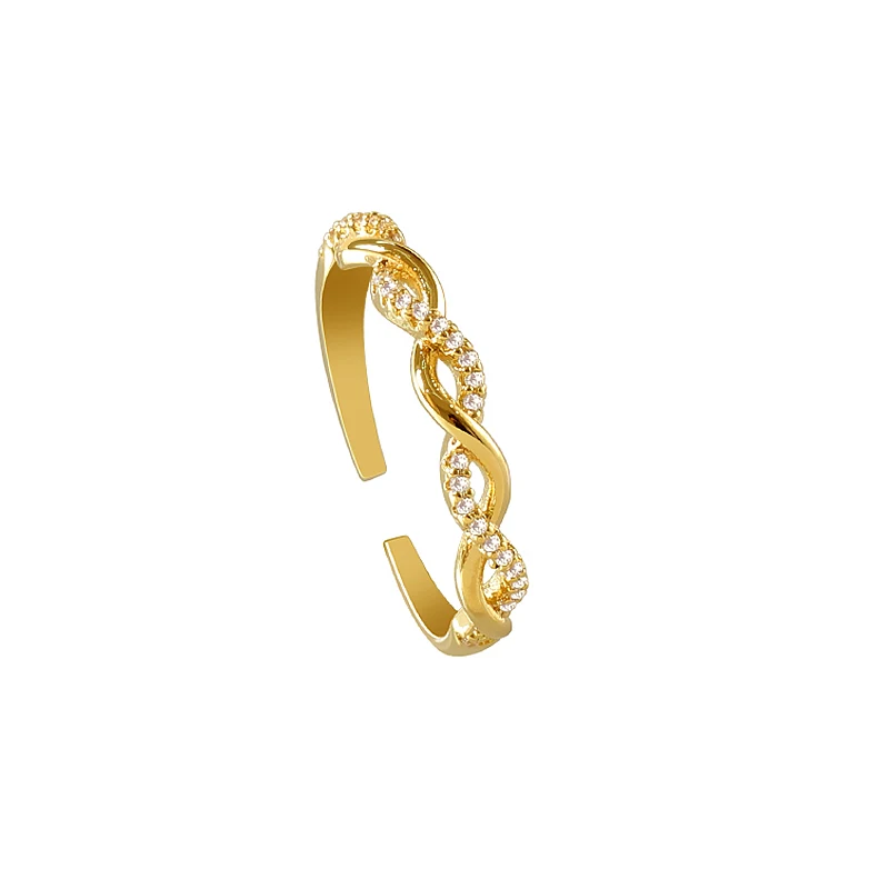 

Gold Rings for Girls Geometric Woven Twist Open Rings Classic Copper Alloy Female Jewelry Girl Friends Gift Accessories Ring