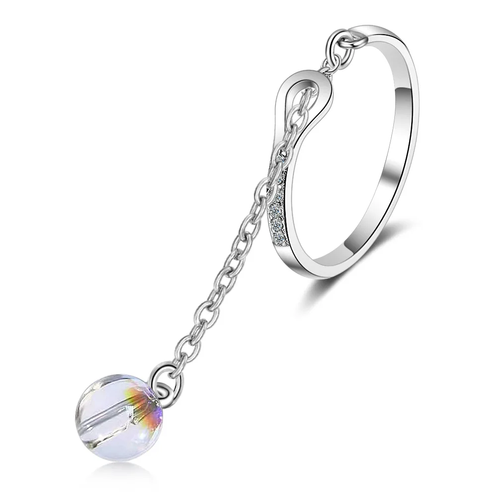 

New Arrival 925 Sterling Silver Fashion Shiny Crystal Ball Ladies Finger Rings Jewelry Women Never Fade Drop Shipping