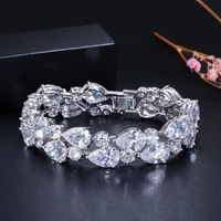 gemstone 925 sterling silver bracelet zircon chain bride wedding party luxury jewelry
