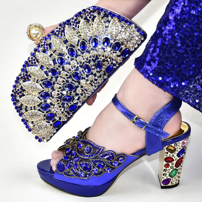 

2019 African New Design Elegant Women Shoes And Bag Set Hot Sale Summer High Heels Shoes And Bag Set For Evening Party DF-982
