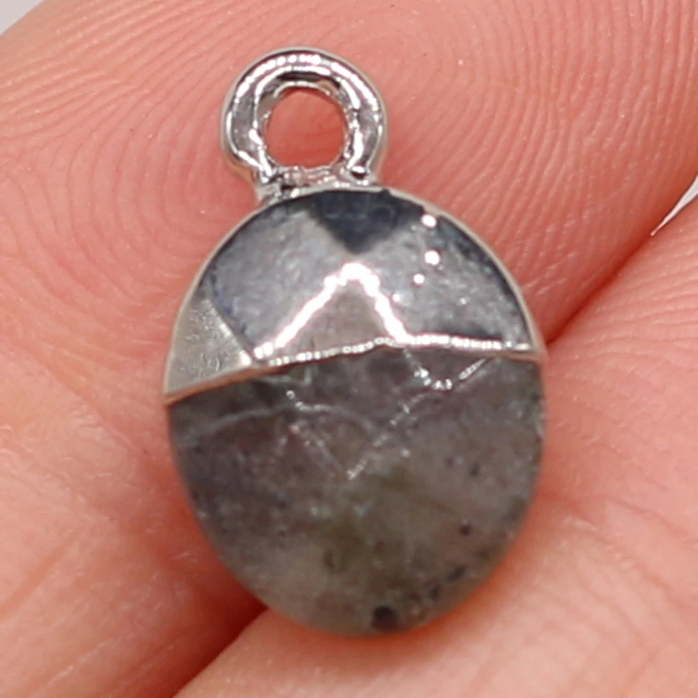 

2Pcs Fashion Flat Round Pendant Natural Faceted Flash Stone Charms for DIY Earring Necklace Accessories Women Jewelry Gift