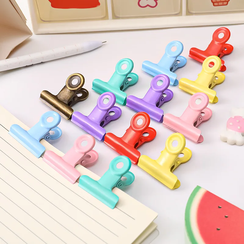 

10PCS Metal Paper Clip 30mm Foldback Binder Clips Colorful Grip Clamps Paper Document File Organizer Office School Stationery