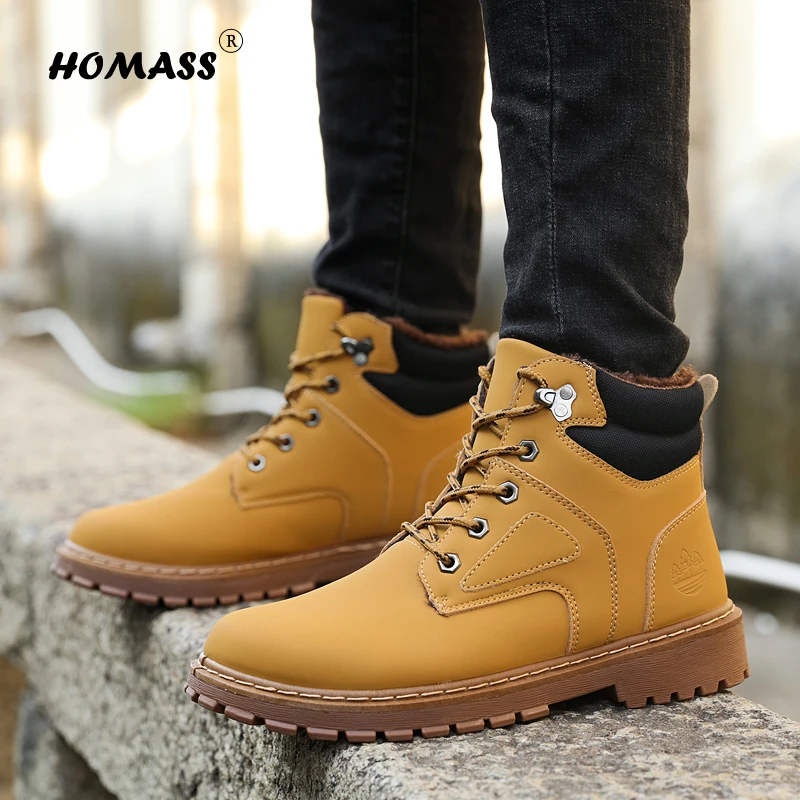 

2019 fur Boots Men Boots Leather Ankle Buckle Martin Bullock men's shoes Outdoor work high quality fashion boots for men