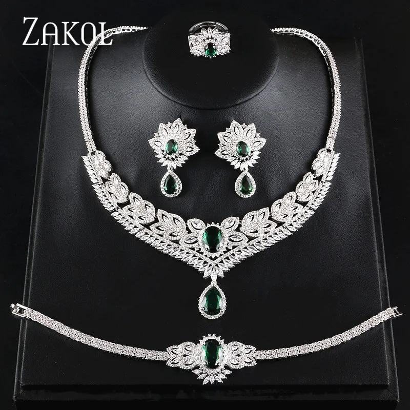 ZAKOL роскошные высококачественные циркониевые цветочные кольца браслет серьги