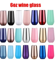 6oz wine tumbler champagne beer with lid wine glass stemless stainless steel thermos insulated mug christmas cup