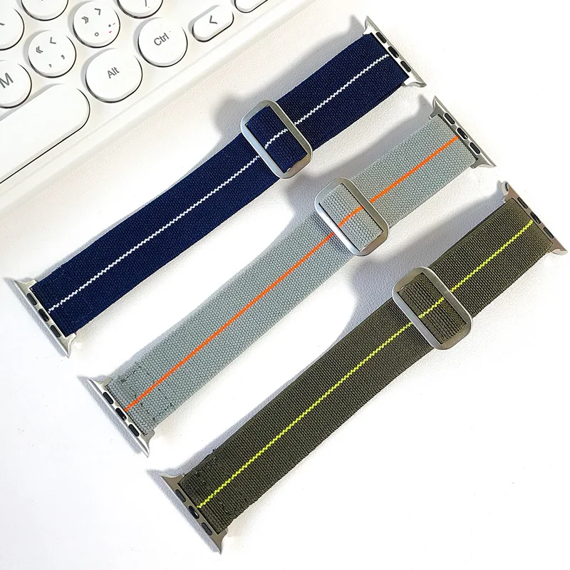 

Ремешок Плетеный Соло для Apple watch band 44 мм 40 мм 38 мм 42 мм, нейлоновый эластичный браслет для iWatch series 3 4 5 se 6