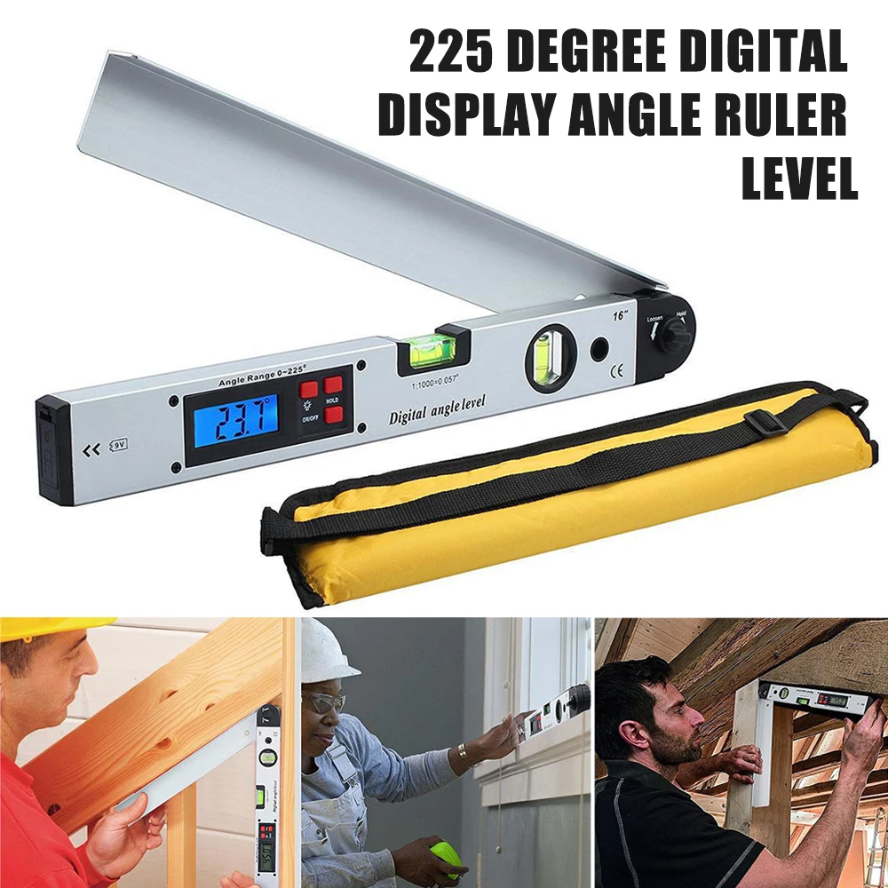 

225 Degree Digital Display Angle Ruler Building Protractor Aluminum Alloy Digital Woodworking Goniometer GQ