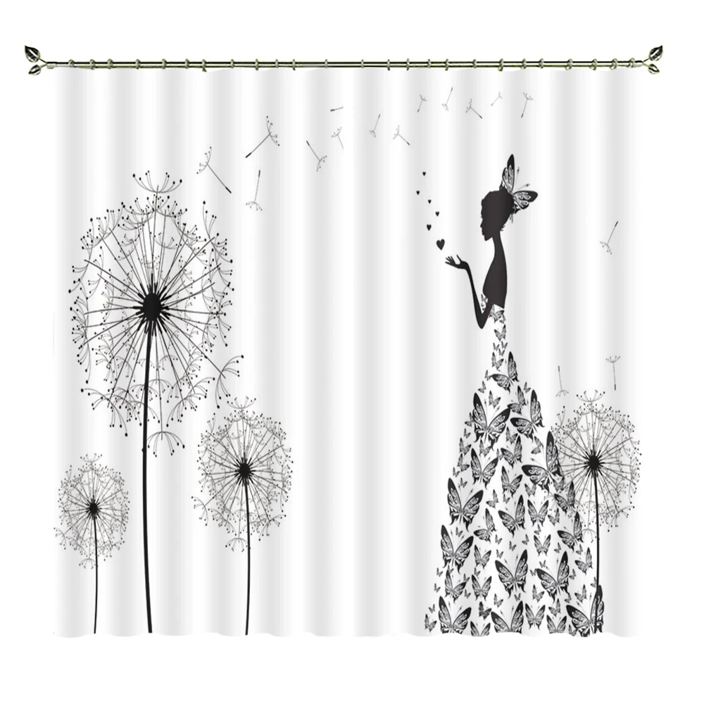 

Black Butterfly And Girl High-quality Heat-insulating Shading Material Curtains Suitable For Bedroom Theme Hotels