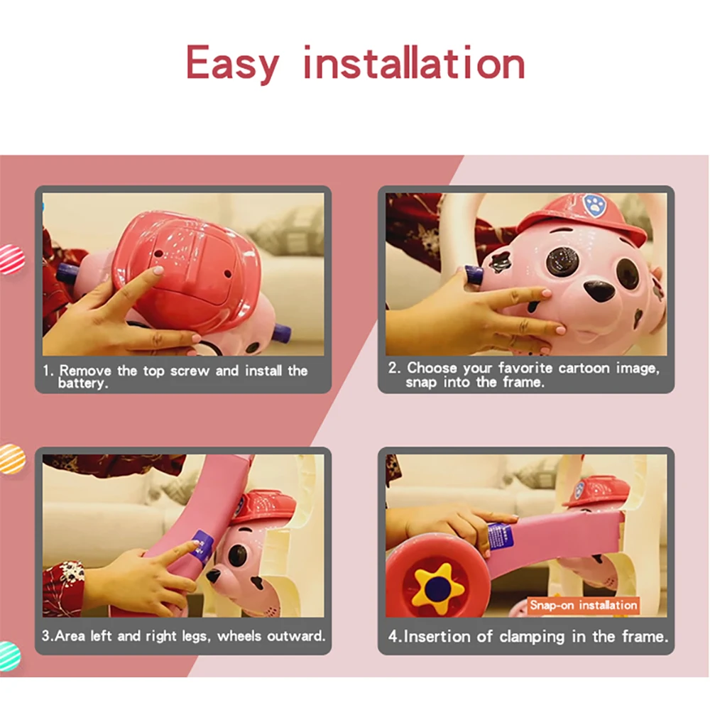 

Ruizhi Infant Lovely Animal Walker With Music 6-18 Months Anti-Rollover Baby Carriage Learning Walk Early Educational Toy RZ1218