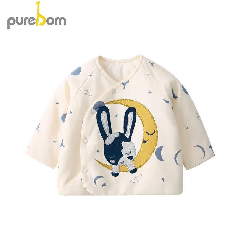 Pureborn/зимнее пальто для маленьких девочек; очаровательные толстые стеганые куртки с хлопковой подкладкой для маленьких мальчиков; детская зимняя одежда - Цвет: Beige