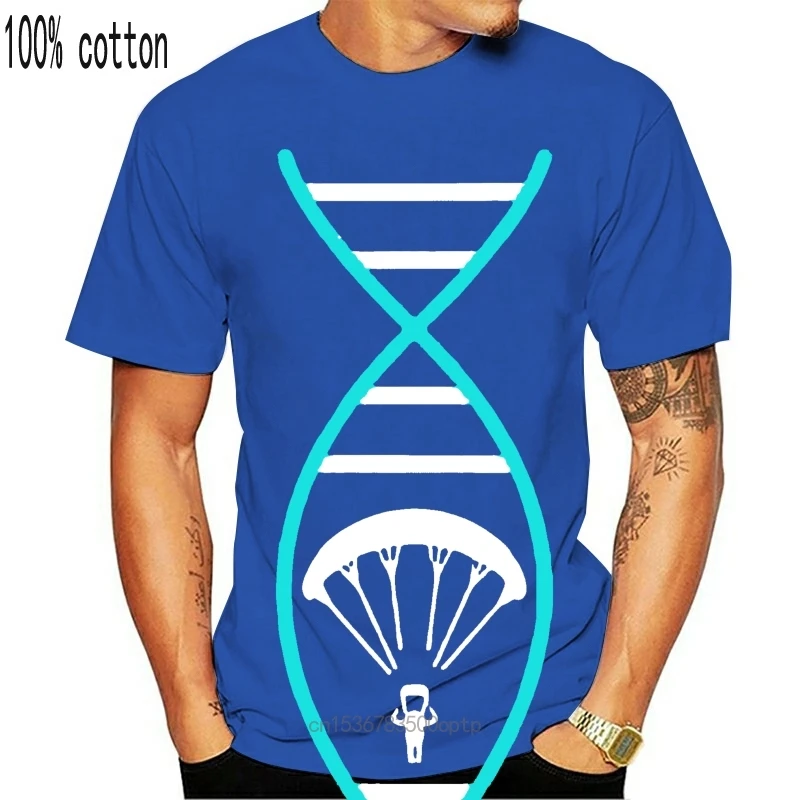 

New Dna Paragliding T Shirt Print Formal Mens T-Shirt Costume Breathable Camisas Negras Weird Tshirt Man Cotton Tee Shirt Loose