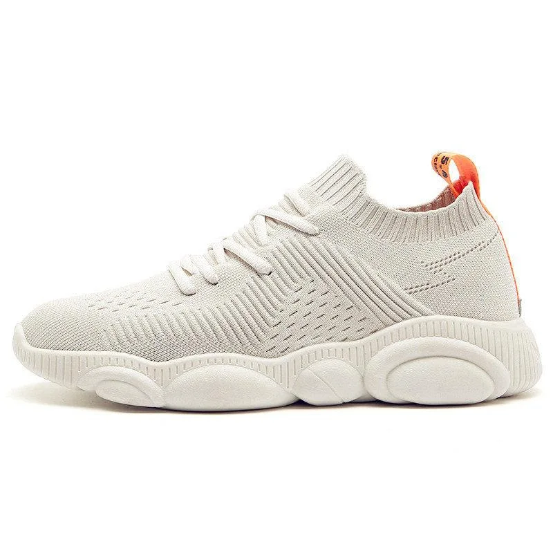 

Luxury Fashion Sneakers Flying Weaving Stretch Fabric Breathable Lace-Up Solid Low -cut Mens Shoes Casual Run Shoes Man 2020 New