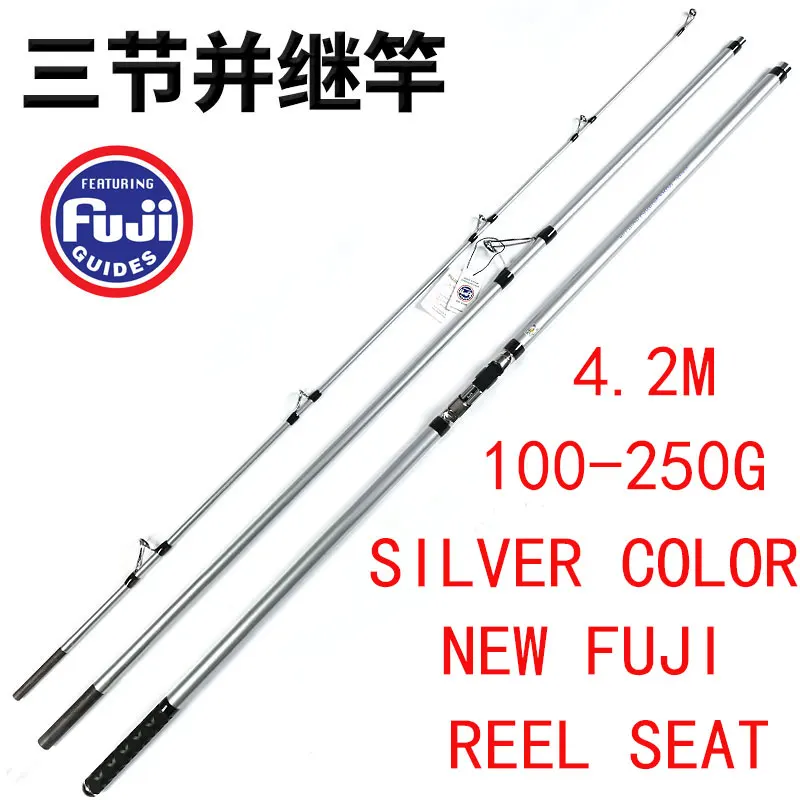 Lurekiller Japan Full Fuji Surf Rod 4,20 м 46 т карбоновая 3 секции 80-150 г/100-250 г удочка для серфинга - Цвет: Цвет: желтый