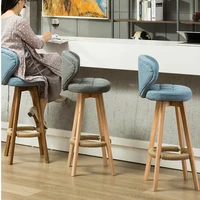 modern and simple home retro high chair upright shape solid wood revolving bar chair solid wood backrest