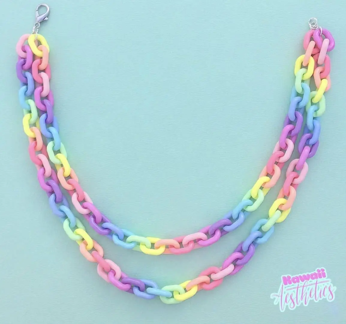 

2021 Fashion Colorful Exaggerate Acrylic Double Layer Chain Choker Necklaces Hip hop Jewelry Accessory For Women Trendy Necklace