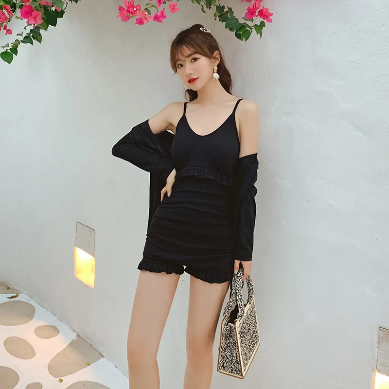 

2021 New Korean Sexy Women Swimwear Two Piece Swimsuit Female Solid Monokini High Waist Bathing Suit Swim Bodysuit