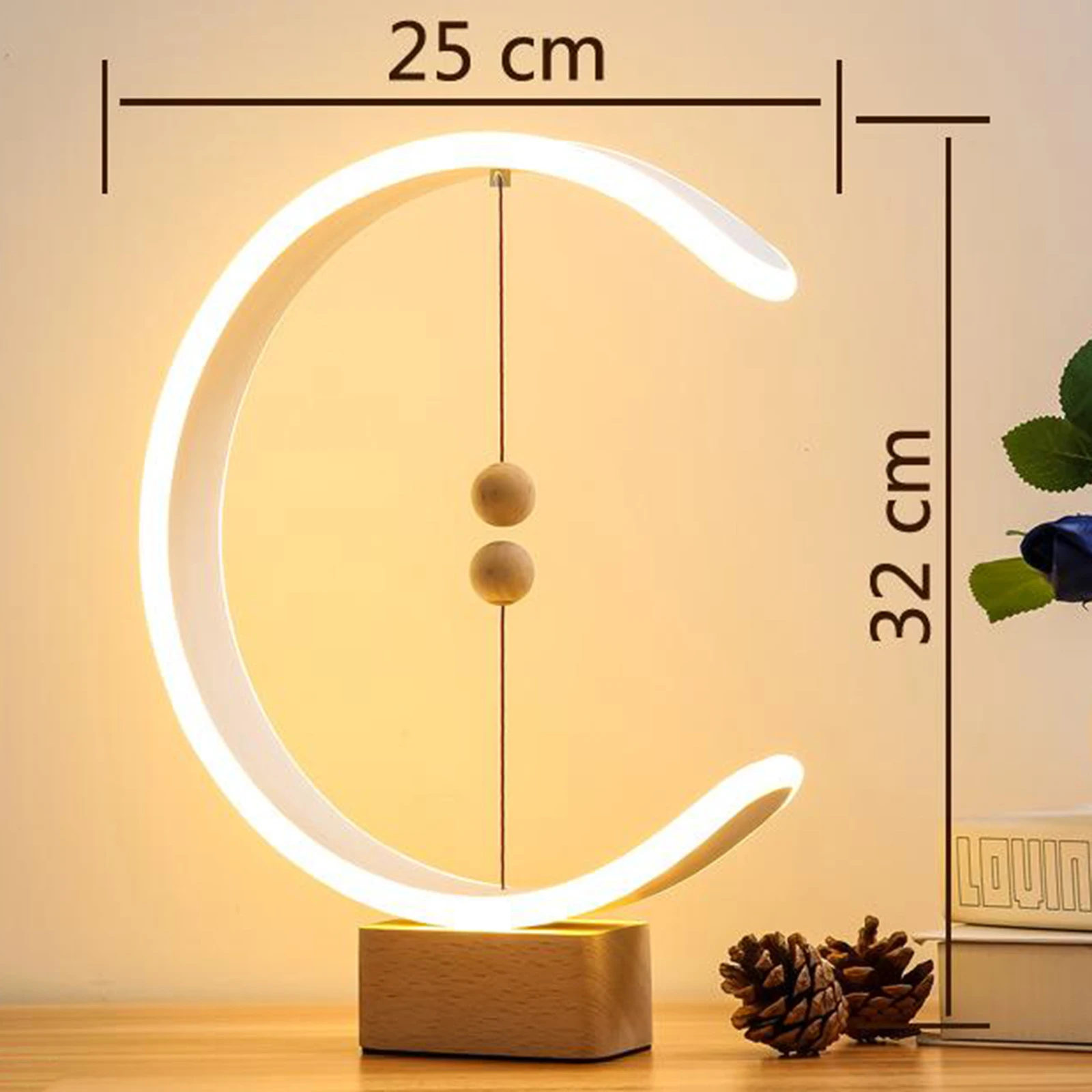 

Wooden LED Table Lamp Nightlight, Bedside Reading Lighting, Home Office Bedroom Decoration