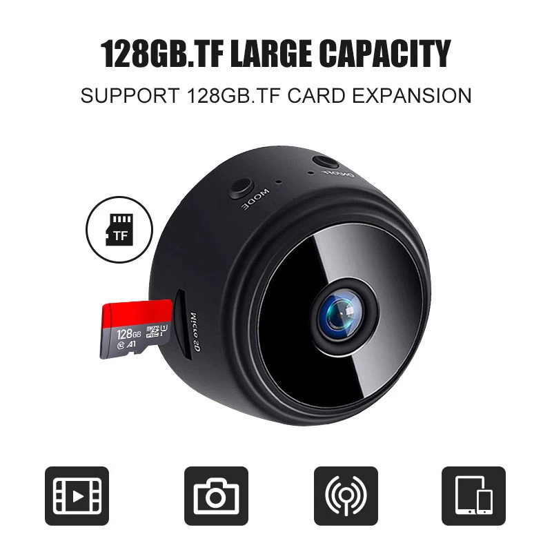 

IP-камера A9 компактная с поддержкой Wi-Fi, ИК-подсветкой и датчиком ночного видения