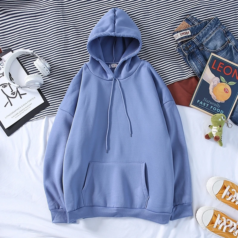 Autumn New Plus Hoodies Men Fashion Solid Color Casual Hooded Sweatshirt Mens Streetwear Wild Hip Hop Hoodie Men's Hoody M-3XL - Цвет: Bluefog
