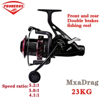 pro beros double brake spinning reel metal 4 11 max drag 23kg lures reel 3000 8000 high and low speed ratio sea fishing wheel