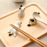 4pcs creative home hotel spoon fork rest luck japan lucky cat ceramic cutlery stand japanese chopsticks holder