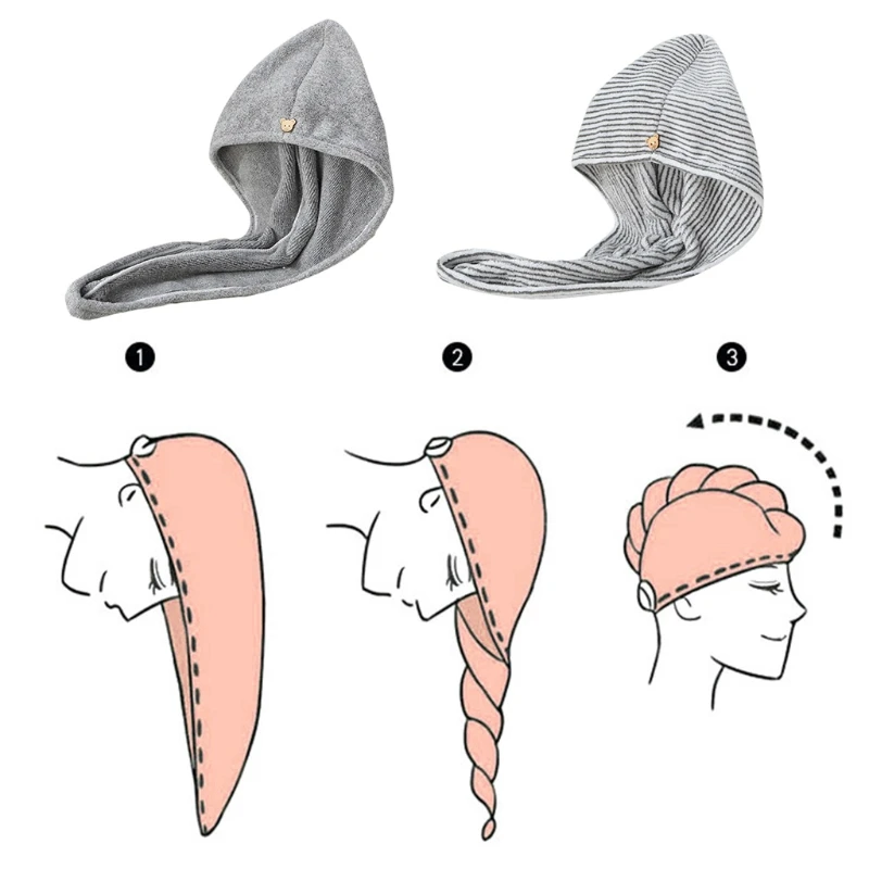 Полотенце для волос из бамбукового угля тюрбан микрофибры быстросохнущий с