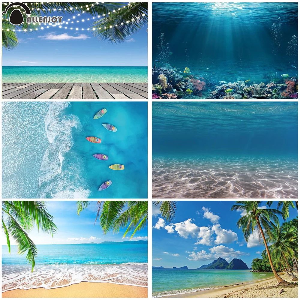

Фон Allenjoy для фотосъемки с изображением аквариума пляжа океана морского острова Виниловый фон для фотосъемки баннеры для летней свадебной в...
