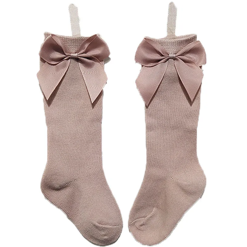 Носки детские до колена мягкие хлопковые в испанском стиле с большим бантом для