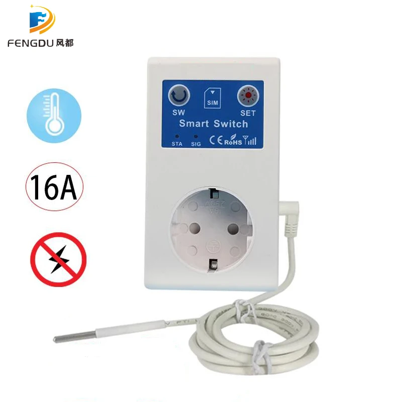 

GSM Remote Control Switch 16A SMS Smart Power Socket Outlet Temperature Sensor Controller Plug Phone Remote Controls Smart Home