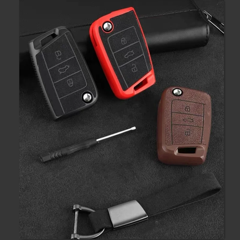 Чехол из ТПУ и замши для автомобильных ключей чехол Volkswagen VW Golf 7 MK7 Tiguan mk2 Skoda Octavia A7