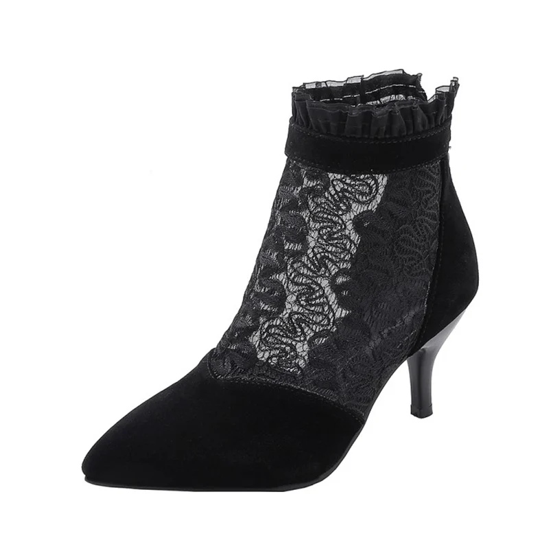 Ботильоны женские летние на молнии сзади с острым носком размер 32-43 | Обувь